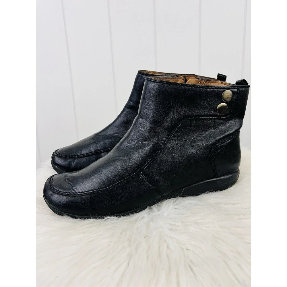 Easy Spirit ESCACTOU Black Soft Vegan Leather Slip on Side Zipper Booties 8.5M